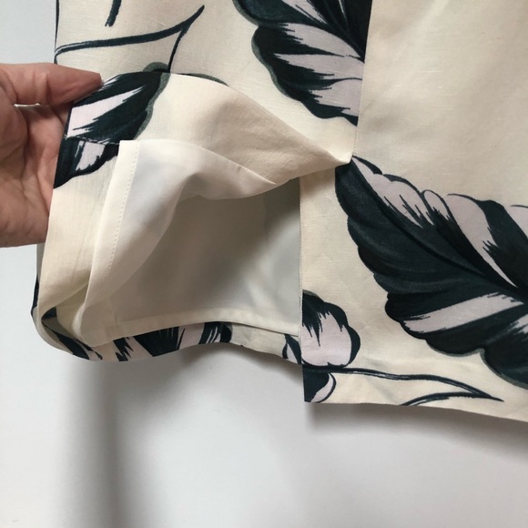 Ann Taylor linen blend paper bag waist pencil skirt size 4 EUC ivory dark green - Picture 7 of 11